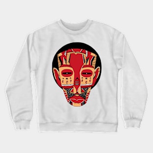 Red and Cream African Mask No 3 Crewneck Sweatshirt